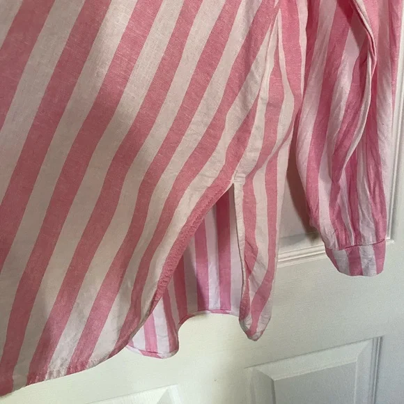 Pink and White Striped Button-Up Shirt - Picture 3 of 6